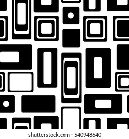 Seamless vector geometrical pattern. Endless black and white background with circles. Graphic illustration. Print for cover, fabric, wrapping, background.