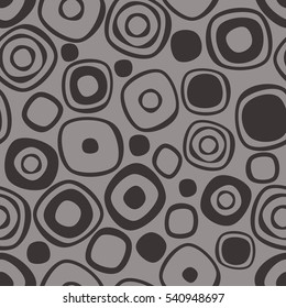 Seamless vector geometrical pattern. Endless grey background with hand drawn circles. Graphic illustration. Print for cover, fabric, wrapping, background.