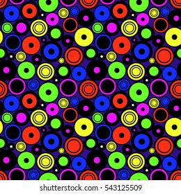 Seamless vector geometrical pattern. Endless colorful bright  background with circles. Graphic illustration.Template for cover, fabric, wrapping..