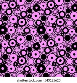 Seamless vector geometrical pattern. Endless violet background with circles. Graphic illustration.Template for cover, fabric, wrapping, background..