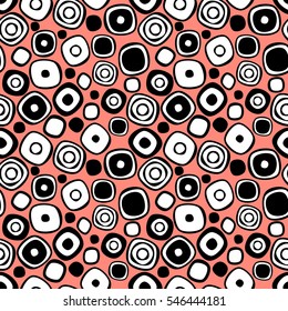 Seamless vector geometrical pattern. Endless background with hand drawn circles. Graphic illustration. Print for cover, fabric, wrapping, background.