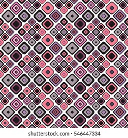Seamless vector geometrical pattern. Endless background with hand drawn ornamental squares. Graphic vector illustration with ethnic motifs. repeat vintage Template for cover, fabric, wrapping.
