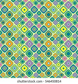 Seamless vector geometrical pattern. Endless background with hand drawn ornamental squares. Graphic vector illustration with ethnic motifs. repeat vintage Template for cover, fabric, wrapping.