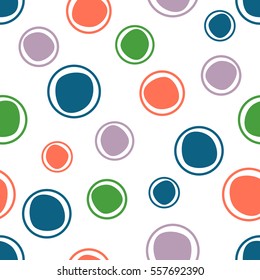 Seamless vector geometrical pattern. Endless background with hand drawn circles. Graphic illustration. Print for cover, fabric, wrapping, background