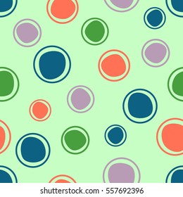 Seamless vector geometrical pattern. Green Endless background with hand drawn circles. Graphic illustration. Print for cover, fabric, wrapping, background