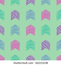 Seamless vector geometrical pattern. Green endless background with hand drawn textured geometric figures. Graphic illustration Template for wrapping, web backgrounds, wallpaper.