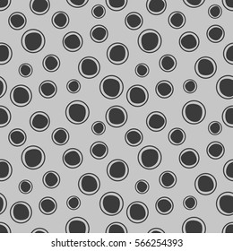 Seamless vector geometrical pattern. Grey endless background with hand drawn circles. Graphic illustration. Print for cover, fabric, wrapping, background