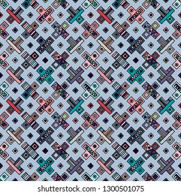 Seamless vector geometrical pattern,  hand drawn decorative elements. Graphic design, drawing illustration. Print for fabric, textil, wallpaper, wrapping, packaging. Vintage retro old style background