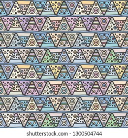 Seamless vector geometrical pattern,  hand drawn decorative elements. Graphic design, drawing illustration. Print for fabric, textil, wallpaper, wrapping, packaging. Vintage retro old style background