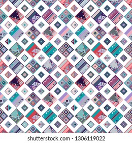 Seamless vector geometrical pattern, hand drawn decorative elements. Graphic design, drawing illustration. Print for fabric, textil, wallpaper, wrapping, packaging. Vintage retro old style background