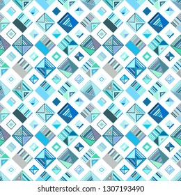 Seamless vector geometrical pattern, hand drawn decorative elements. Graphic design, drawing illustration. Print for fabric, textil, wallpaper, wrapping, packaging. Vintage retro old style background