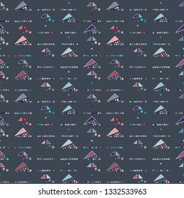 Seamless vector geometrical pattern with hand drawn decorative elements Graphic abstract design, drawing illustration. Print for fabric, textil, wallpaper, wrapping packaging Line drawing Doddle style