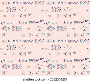Seamless vector geometrical pattern with hand drawn decorative elements Graphic abstract design, drawing illustration. Print for fabric, textil, wallpaper, wrapping packaging Line drawing Doddle style