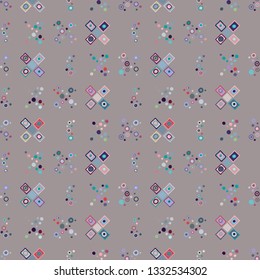 Seamless vector geometrical pattern with hand drawn decorative elements Graphic abstract design, drawing illustration. Print for fabric, textil, wallpaper, wrapping packaging Line drawing Doddle style