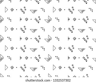 Seamless vector geometrical pattern with hand drawn decorative elements Graphic abstract design, drawing illustration. Print for fabric, textil, wallpaper, wrapping packaging Line drawing Doddle style