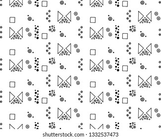 Seamless vector geometrical pattern with hand drawn decorative elements Graphic abstract design, drawing illustration. Print for fabric, textil, wallpaper, wrapping packaging Line drawing Doddle style