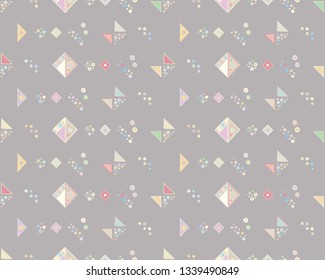 Seamless vector geometrical pattern with hand drawn decorative elements Graphic abstract design, drawing illustration. Print for fabric, textil, wallpaper, wrapping packaging Doddle style