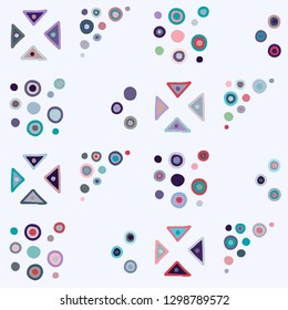 Seamless vector geometrical pattern with little hand drawn decorative elements. Graphic design, drawing illustration. Print for fabric, textil, wallpaper, wrapping, packaging. Doddle style, background