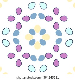 Seamless vector geometrical pattern with ovoids in pastel colors on white background