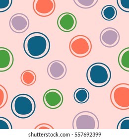 Seamless vector geometrical pattern. Pink Endless background with hand drawn circles. Graphic illustration. Print for cover, fabric, wrapping, background