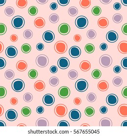 Seamless vector geometrical pattern. Pink endless background with hand drawn circles. Graphic illustration. Print for cover, fabric, wrapping, background.