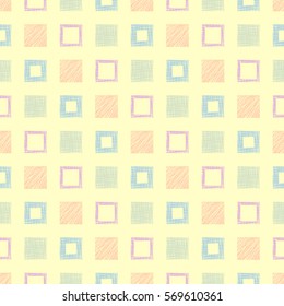 Seamless vector geometrical pattern with rectangle. pastel endless background with hand drawn textured geometric figures. Graphic illustration, print for wrapping, background, cover, surface