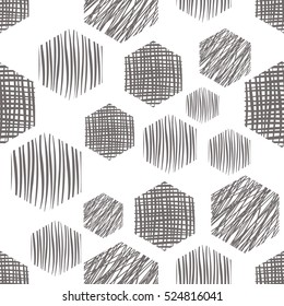 Seamless vector  geometrical pattern with rectangles. Grey pastel endless background with  hand drawn textured geometric figures. Graphic vector illustration.