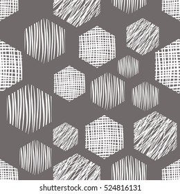 Seamless vector  geometrical pattern with rectangles. Grey pastel endless background with  hand drawn textured geometric figures. Graphic vector  illustration
