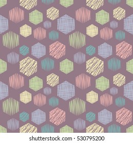 Seamless vector  geometrical pattern with rectangles. Pink endless background with  hand drawn textured geometric figures Graphic  illustration Template for wrapping, web backgrounds, wallpaper.