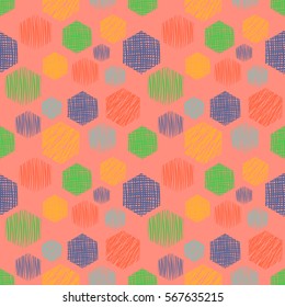 Seamless vector geometrical pattern with rectangles. pastel endless background with hand drawn textured geometric figures. Graphic illustration, print for wrapping, background, cover, surface