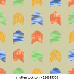 Seamless vector  geometrical pattern with rectangles.Pink pastel endless background with  hand drawn textured geometric figures. Graphic vector illustration.
