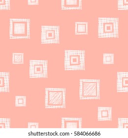 Seamless vector geometrical pattern with rhombus, squares, rectangles endless background with hand drawn textured geometric figures. Pastel Graphic illustration Template for wrapping, web backgrounds.