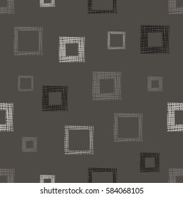 Seamless vector geometrical pattern with rhombus, squares, rectangles endless background with hand drawn textured geometric figures. Pastel Graphic illustration Template for wrapping, web backgrounds.