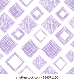 Seamless vector geometrical pattern with rhombus, squares, rectangles endless background with hand drawn textured geometric figures. Pastel Graphic illustration Template for wrapping, web backgrounds.