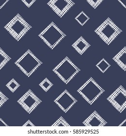 Seamless vector geometrical pattern with rhombus, squares, rectangles endless background with hand drawn textured geometric figures. Pastel Graphic illustration Template for wrapping, web backgrounds