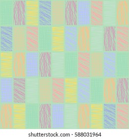 Seamless vector geometrical pattern with rhombus, squares. endless background with hand drawn textured geometric figures. Pastel Graphic illustration Template for wrapping, web backgrounds, wallpaper.