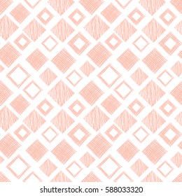 Seamless vector geometrical pattern with rhombus, squares. endless background with hand drawn textured geometric figures. Pastel Graphic illustration Template for wrapping, web backgrounds, wallpaper.