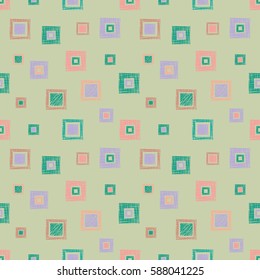 Seamless vector geometrical pattern with rhombus, squares. endless background with hand drawn textured geometric figures. Pastel Graphic illustration Template for wrapping, web backgrounds, wallpaper.