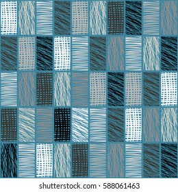 Seamless vector geometrical pattern with rhombus, squares. endless background with hand drawn textured geometric figures. Pastel Graphic illustration Template for wrapping, web backgrounds, wallpaper.