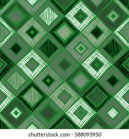 Seamless vector geometrical pattern with rhombus, squares, rectangles endless background with hand drawn textured geometric figures. Pastel Graphic illustration Template for wrapping, web backgrounds.