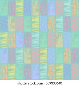 Seamless vector geometrical pattern with rhombus, squares. endless background with hand drawn textured geometric figures. Pastel Graphic illustration Template for wrapping, web backgrounds, wallpaper