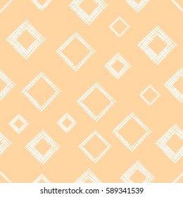 Seamless vector geometrical pattern with rhombus, squares, rectangles endless background with hand drawn textured geometric figures. Pastel Graphic illustration Template for wrapping, web backgrounds