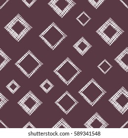 Seamless vector geometrical pattern with rhombus, squares, rectangles endless background with hand drawn textured geometric figures. Pastel Graphic illustration Template for wrapping, web backgrounds