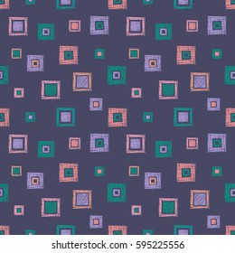 Seamless vector geometrical pattern with rhombus, squares. endless background with hand drawn textured geometric figures. Pastel Graphic illustration Template for wrapping, web backgrounds, wallpaper