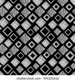 Seamless vector geometrical pattern with rhombus, squares. endless background with hand drawn textured geometric figures. Pastel Graphic illustration Template for wrapping, web backgrounds, wallpaper
