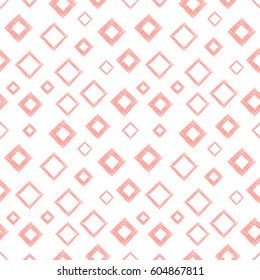 Seamless vector geometrical pattern with rhombus, squares. endless background with hand drawn textured geometric figures. Pastel Graphic illustration Template for wrapping, web backgrounds, wallpaper