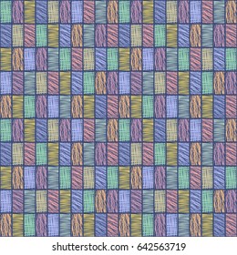 Seamless vector geometrical pattern with rhombus, squares. endless background with hand drawn textured geometric figures. Pastel Graphic illustration Template for wrapping, web backgrounds, wallpaper