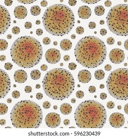 Seamless vector geometrical pattern with scribble dotted circles. Simple ornament