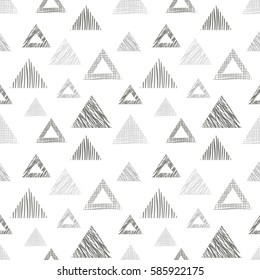 Seamless vector geometrical pattern with triangles, rectangles. endless background with hand drawn textured geometric figures. Pastel Graphic illustration Template for wrapping, web backgrounds,