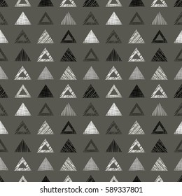 Seamless vector geometrical pattern with triangles, rectangles. endless background with hand drawn textured geometric figures. Pastel Graphic illustration Template for wrapping, web backgrounds